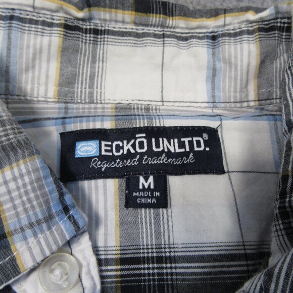 Vintage Ecko Unltd Men’s Shirt Medium White Striped Button Down Short Sleeve - Picture 4 of 12